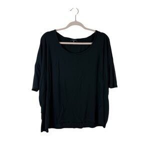 LAFAYETTE 148 womens size XXL black short sleeve scopp neck boxy t shirt